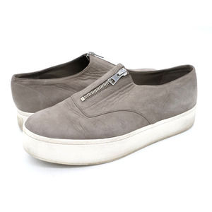Vince Platform Sneakers Womens 9.5 Gray Nubuck Front Zip Casual Fashion Shoes